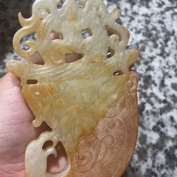 Antique Carved Jade Pendant Size5” - Picture 6 of 14